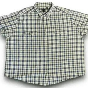 J. Ferrar Mens Western Pearl Snap Shirt Short Sleeve‎ 4XL 20-20.5 Blue Plaid